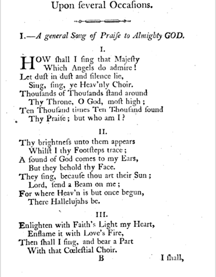 Opening verses from a 1785 printing, apparently showing the order of the verses Mason intended